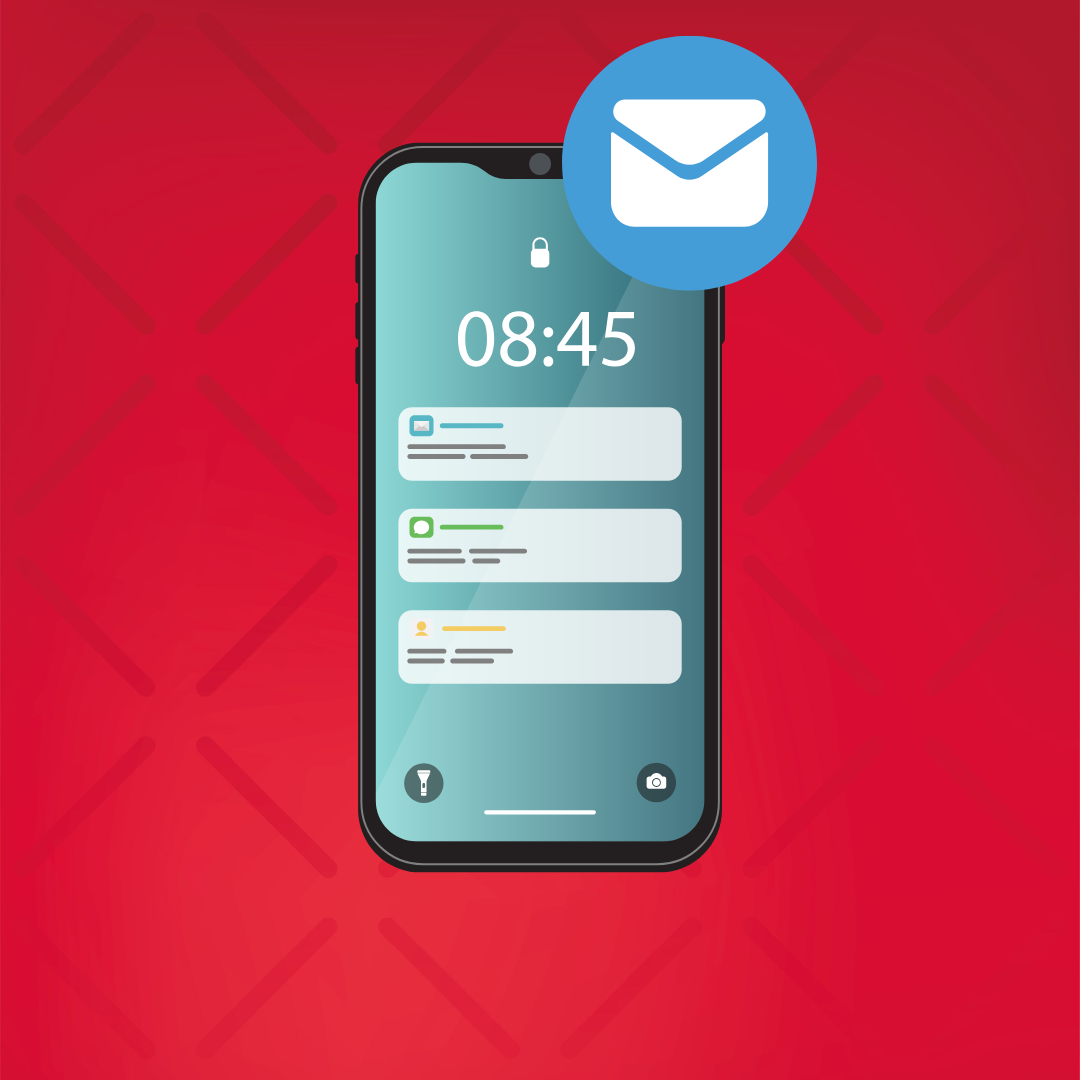 schets van mobiele telefoon met binnenkomende e-mail