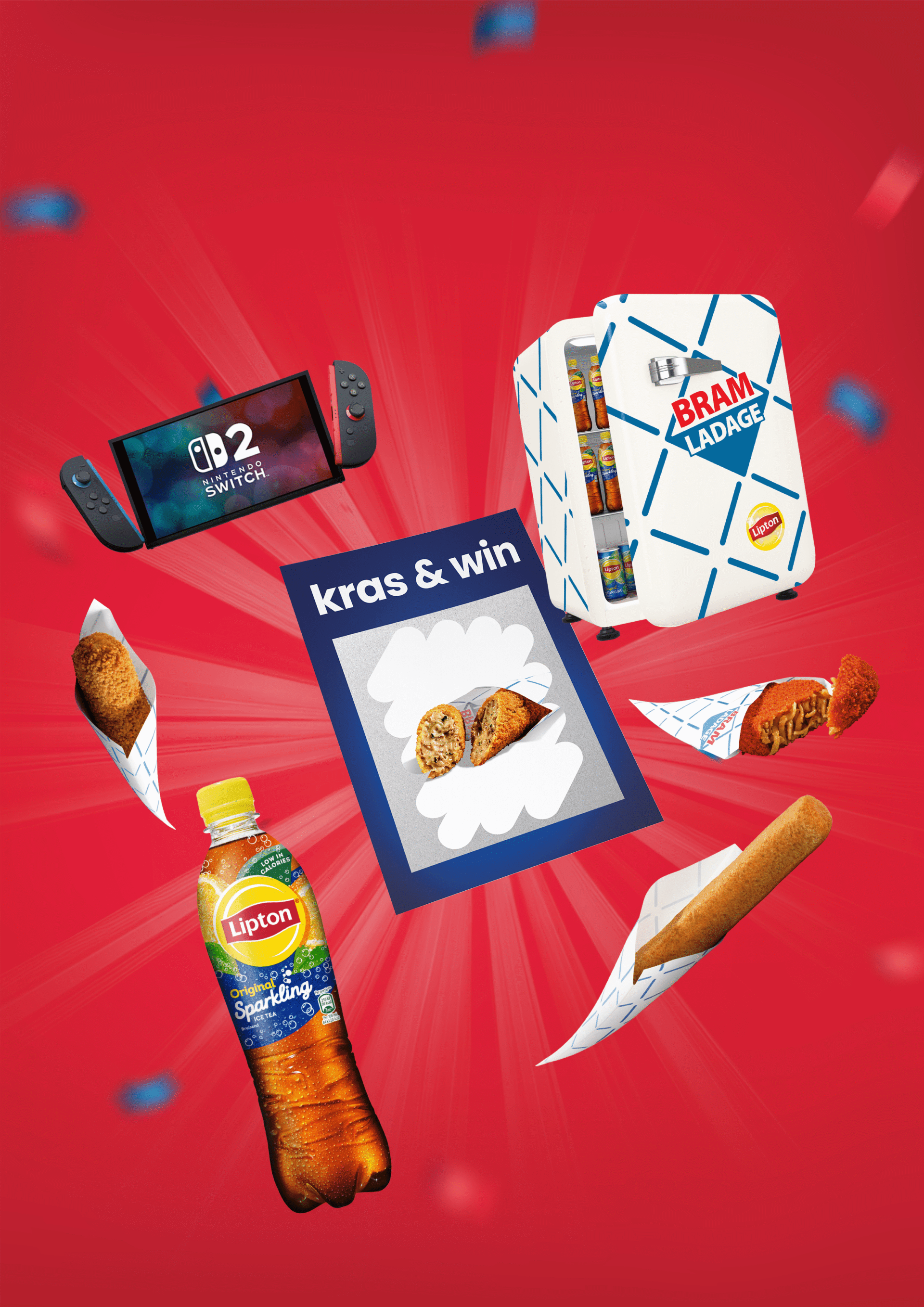 te winnen prijzen in de lipton actie: nintendo switch, mini koelkast, snacks, frisdrank