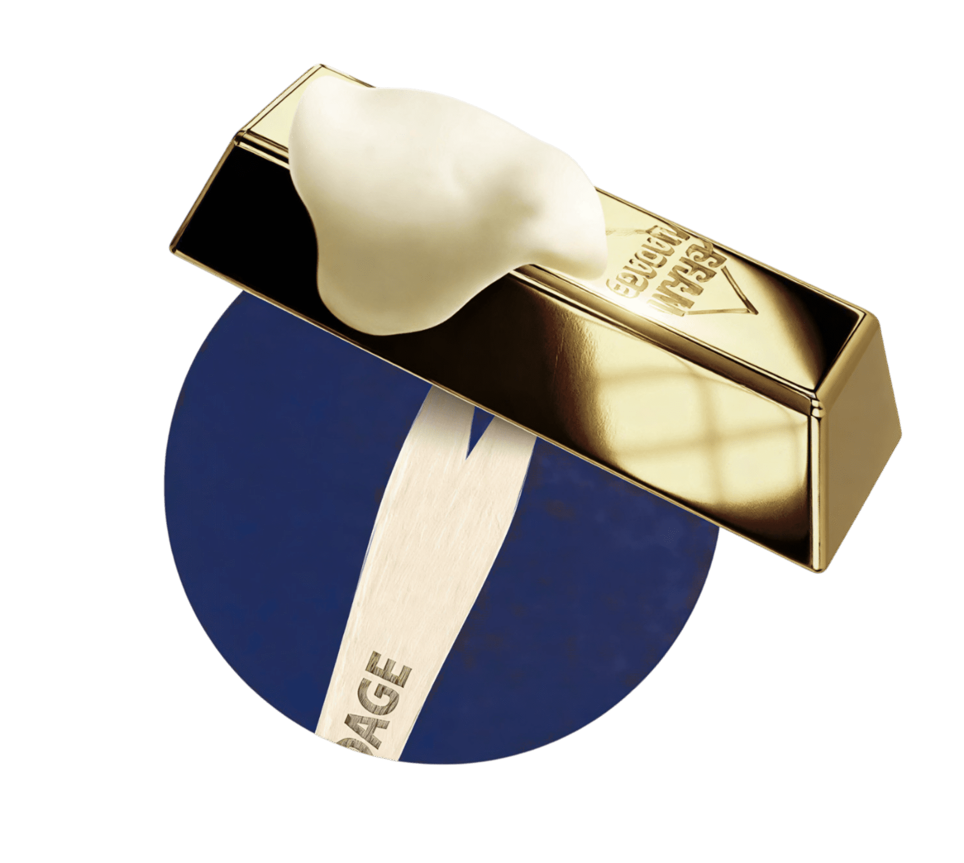 goudstaaf op een patatvorkje